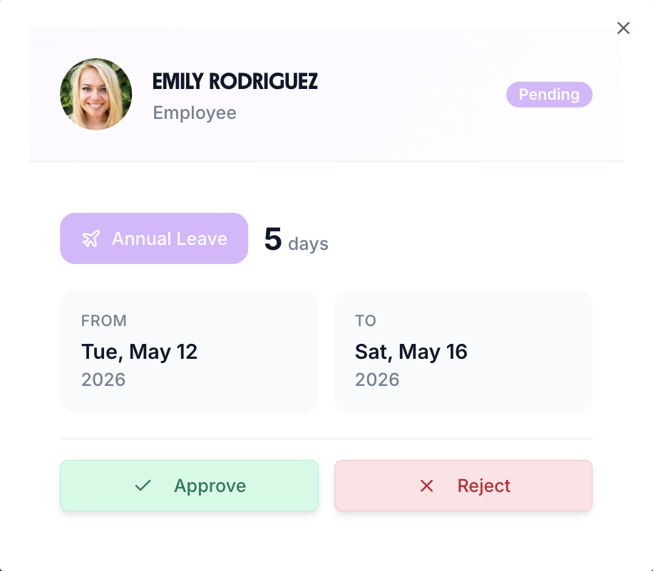 Holiday request approval system