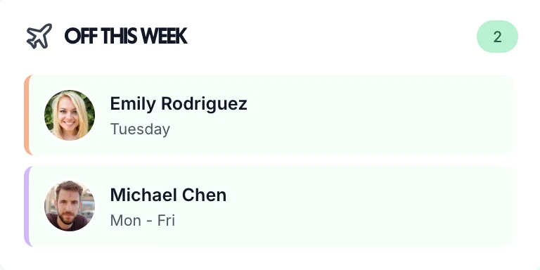 Who's off this week widget