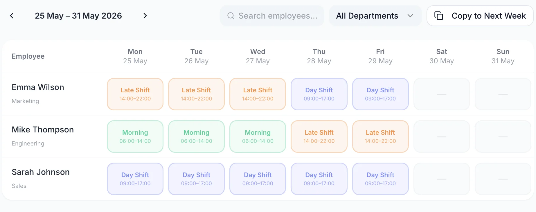 Staff rota management